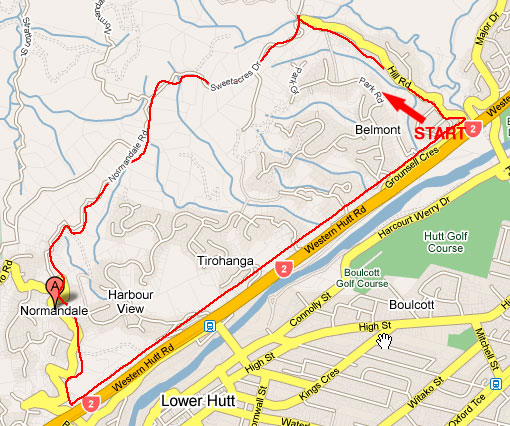 cycling in Hutt Valley, Hill Road Normandale route